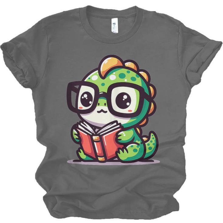 Adorable Book Lover Iguana With Reading Glasses Cute Unisex Jersey T-Shirt