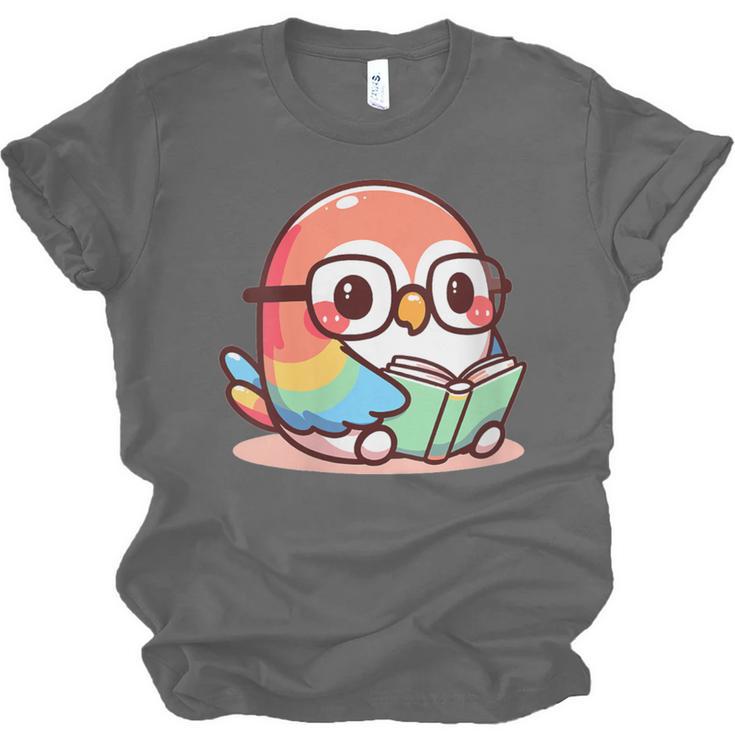 Adorable Book Lover Parrot With Reading Glasses Cute Unisex Jersey T-Shirt