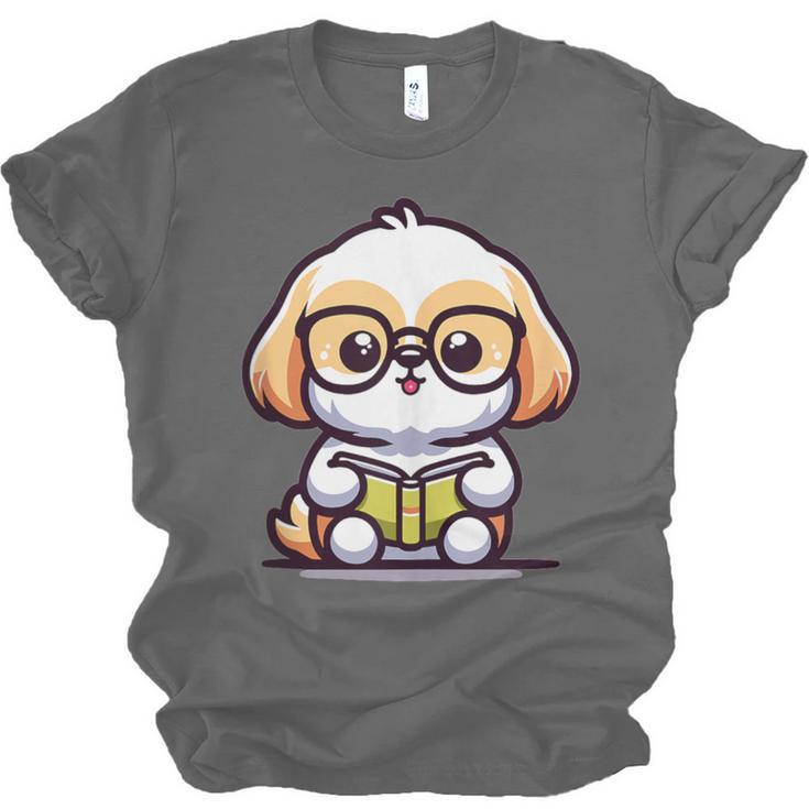 Adorable Book Lover Shih Tzu With Reading Glasses Cute Unisex Jersey T-Shirt Adorable Book Lover Shih Tzu With Reading Glasses Cute Unisex Jersey T-Shirt