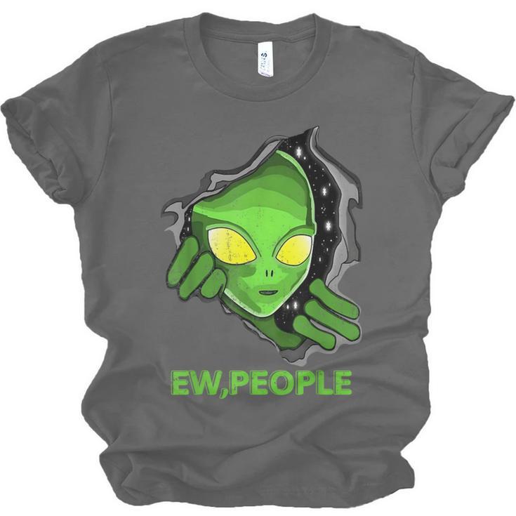 Alien Face Ew People UFO Introvert Meme Men Women Kids Unisex Jersey T-Shirt
