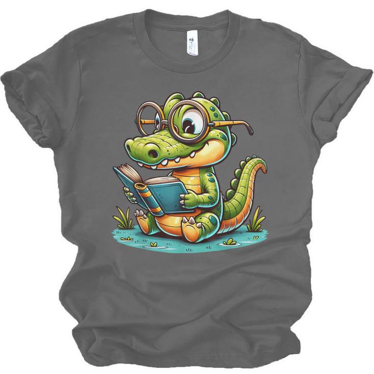 Alligator Reading a Book Animal Unisex Jersey T-Shirt Alligator Reading a Book Animal Unisex Jersey T-Shirt