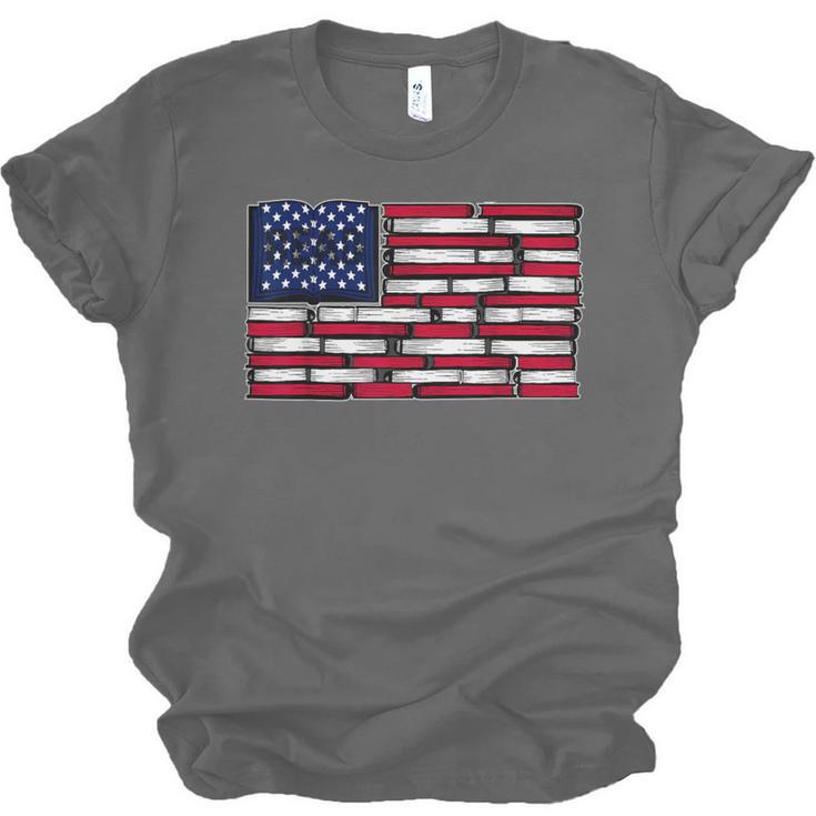 America US Flag Books Library Reading For Book Lover Reader Unisex Jersey T-Shirt