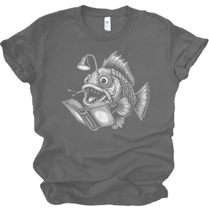 Anglerfish Reading Book Art Unisex Jersey T-Shirt