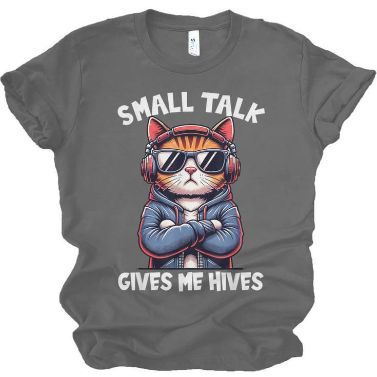 Anti Social Anxiety Mindfulness No Small Talk Introvert Cat Men Women Unisex Jersey T-Shirt