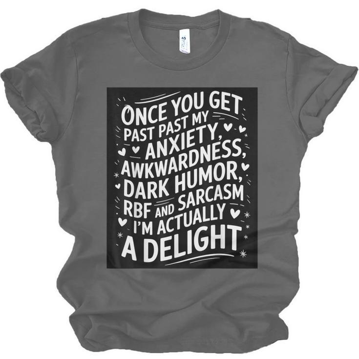Anxiety Awkward Dark Humor Quote Introverts Sarcastic Unisex Jersey T-Shirt Anxiety Awkward Dark Humor Quote Introverts Sarcastic Unisex Jersey T-Shirt