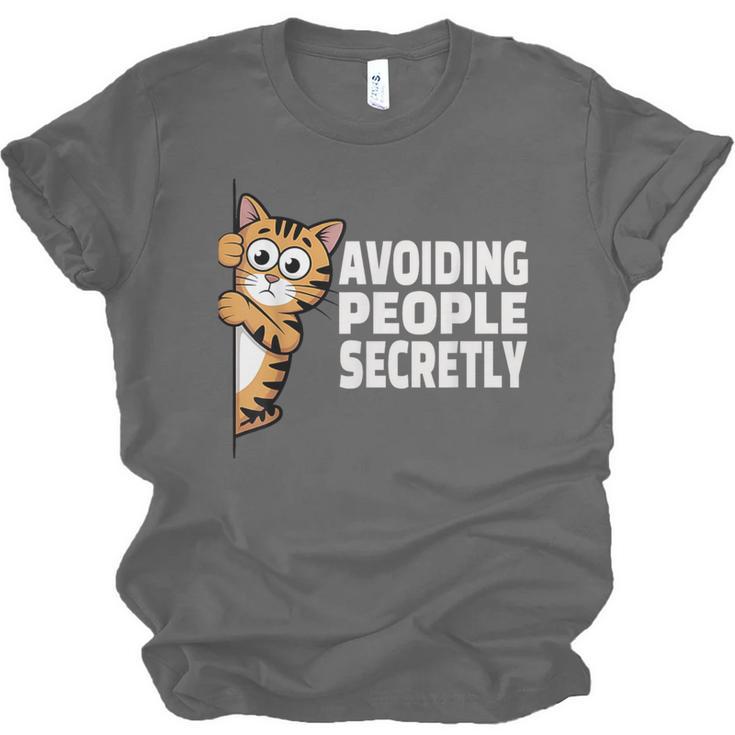 Avoiding People Secretly Cat Introvert Humor Unisex Jersey T-Shirt Avoiding People Secretly Cat Introvert Humor Unisex Jersey T-Shirt