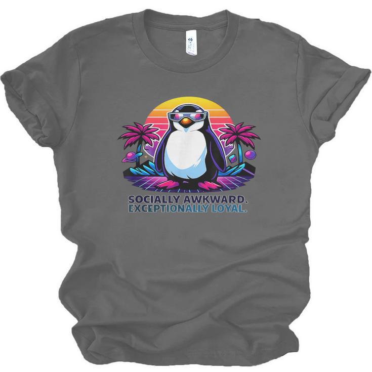 Awkward But Loyal Penguin Synthwave Vapowave Introvert Unisex Jersey T-Shirt Awkward But Loyal Penguin Synthwave Vapowave Introvert Unisex Jersey T-Shirt