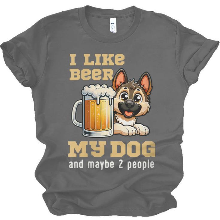 I Like Beer My Dog And Maybe 2 People Introvert Pun Unisex Jersey T-Shirt