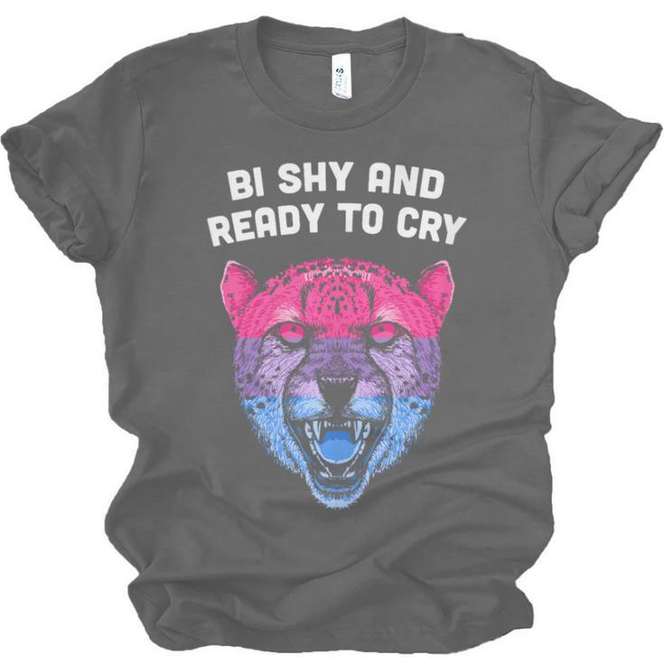 Bi Shy And Ready To Cry Bisexual Introvert Bi Pride Unisex Jersey T-Shirt Bi Shy And Ready To Cry Bisexual Introvert Bi Pride Unisex Jersey T-Shirt