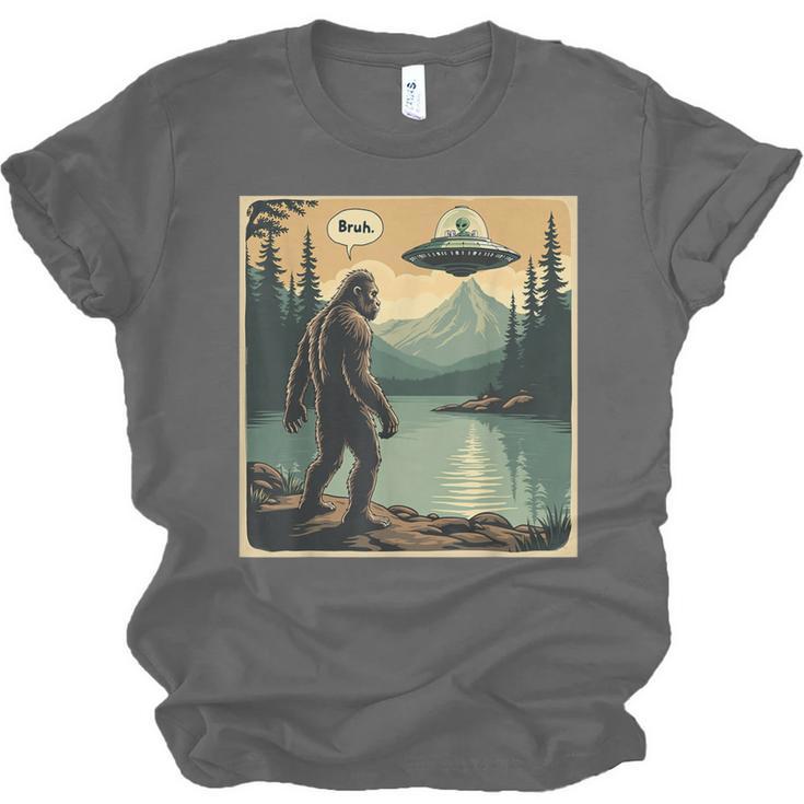 Bigfoot Sasquatch Alien Spaceship UFO Introvert Bruh Unisex Jersey T-Shirt Bigfoot Sasquatch Alien Spaceship UFO Introvert Bruh Unisex Jersey T-Shirt