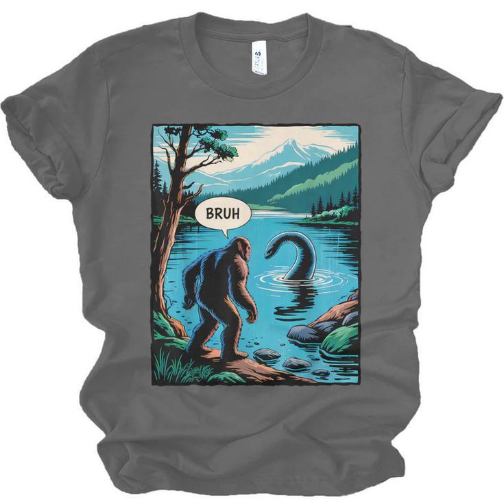 Bigfoot Sasquatch Loch Ness Monster Introvert Bruh Unisex Jersey T-Shirt