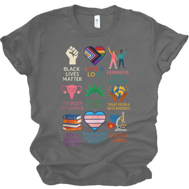 BLM Human Rights Feminism Trans Science Books LGBTQ Kindness Unisex Jersey T-Shirt