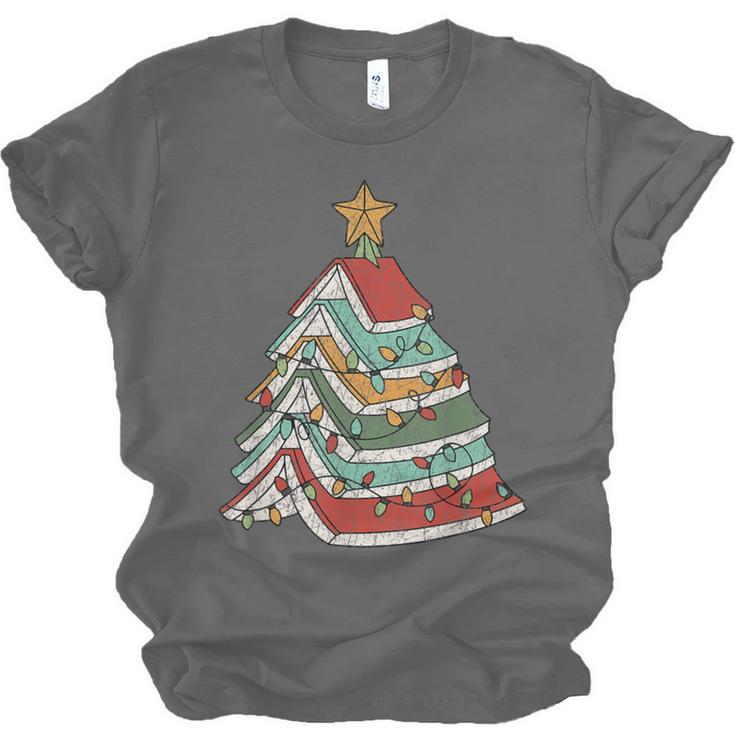 Book Christmas Tree For Librarians Book Lovers Unisex Jersey T-Shirt