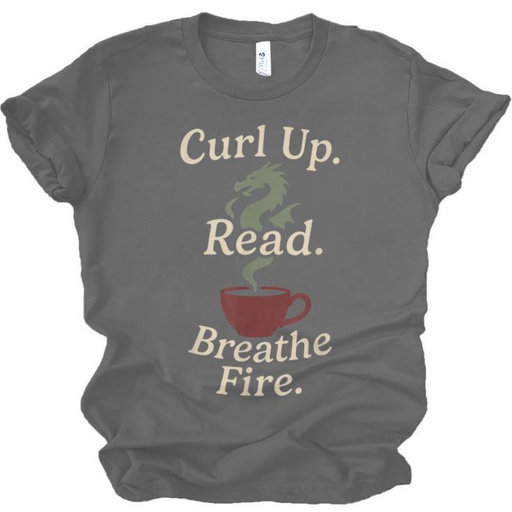 Book Dragon Fantasy Reader Cozy Reading Book Lover Dragon Unisex Jersey T-Shirt