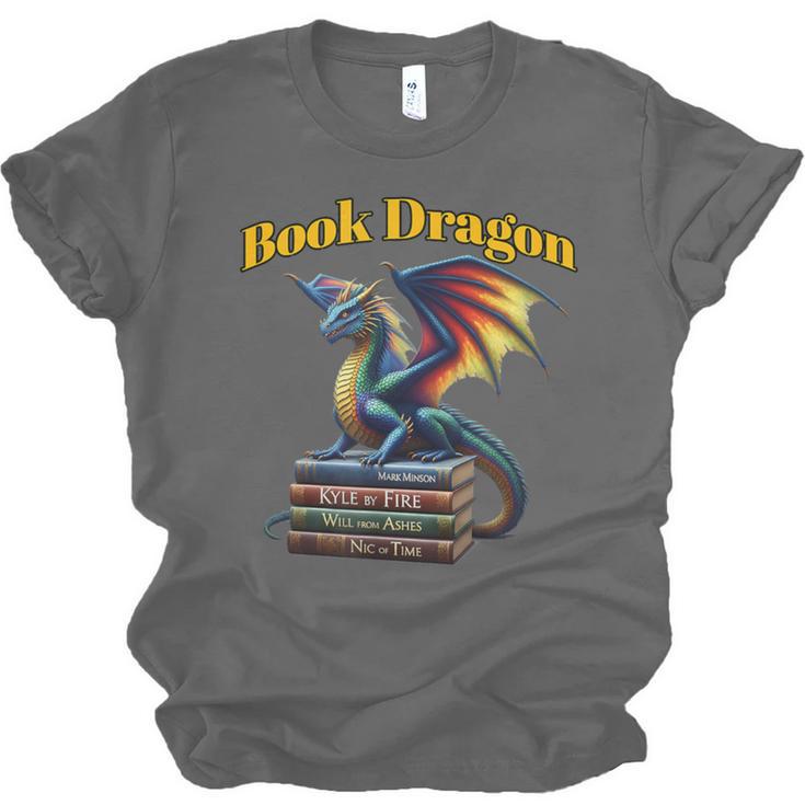 Book Dragon Mark Minson's Books Unisex Jersey T-Shirt Book Dragon Mark Minson's Books Unisex Jersey T-Shirt