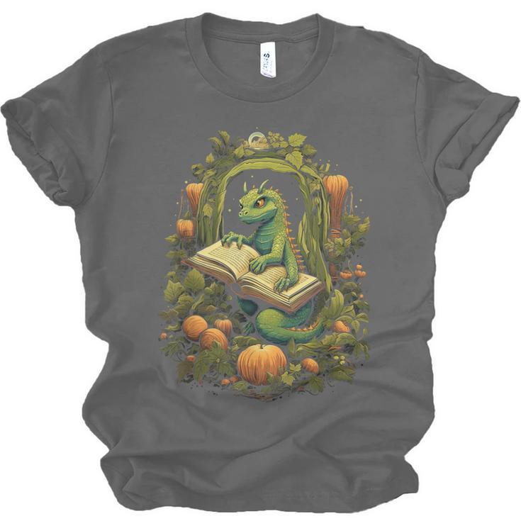 Book Dragon Reading Books Bookworm Fantasy Unisex Jersey T-Shirt Book Dragon Reading Books Bookworm Fantasy Unisex Jersey T-Shirt