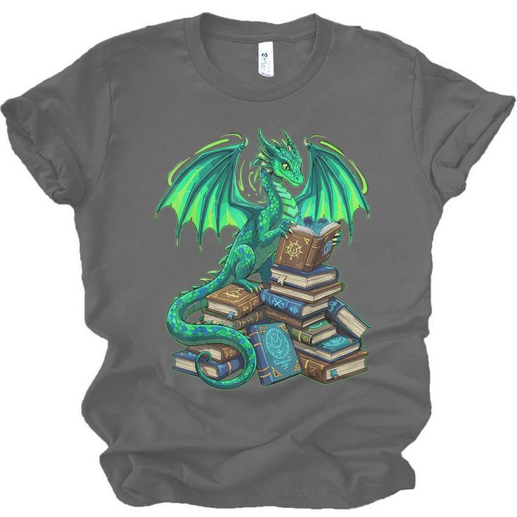 Book Dragon Reading Fantasy Unisex Jersey T-Shirt