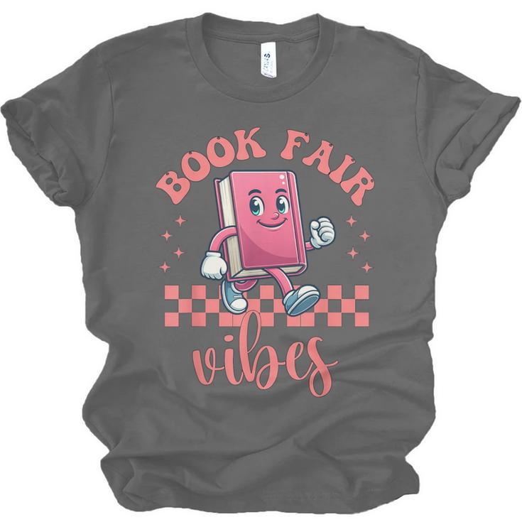 Book Fair Vibes School Librarian Retro 70s Reading Bookworm Unisex Jersey T-Shirt