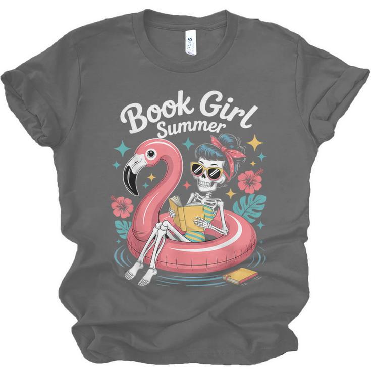 Book Girl Summer Skeleton Reading Books Lovers Beach Unisex Jersey T-Shirt Book Girl Summer Skeleton Reading Books Lovers Beach Unisex Jersey T-Shirt