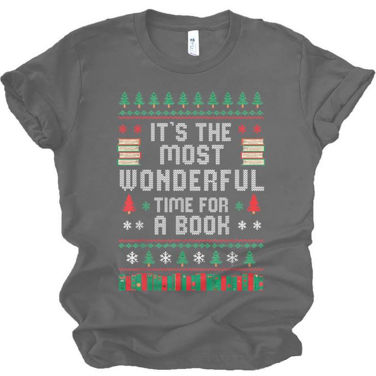 Book Lover Christmas Reader Ugly Sweater Tee Xmas New Year Unisex Jersey T-Shirt