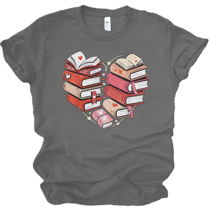 Book Lover Heart Shape Reading Librarian Valentine Men Women Unisex Jersey T-Shirt