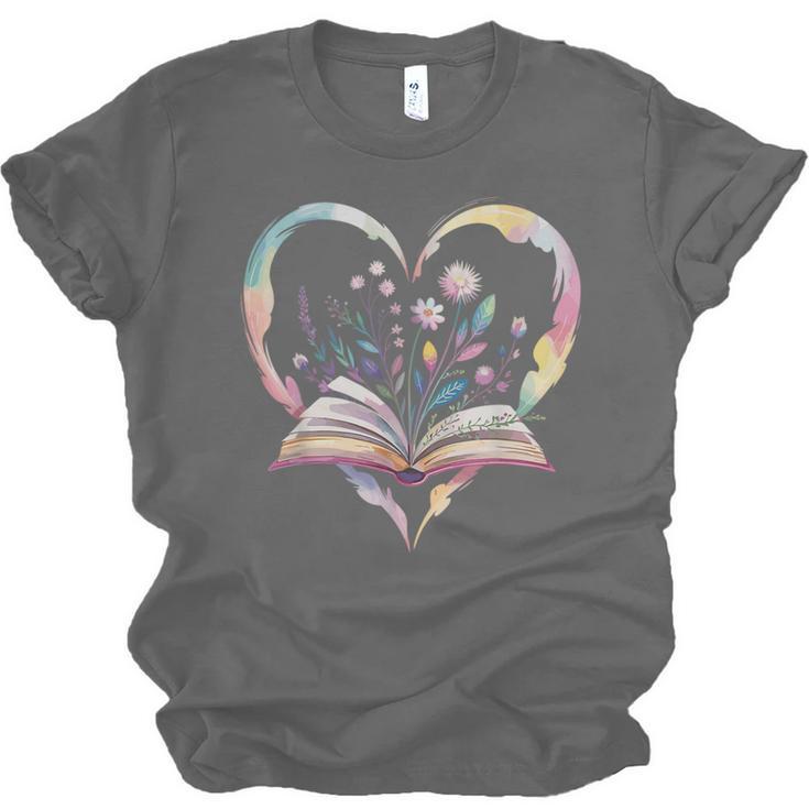 Book Lover Heart Shaped Reading Art Bookworm Unisex Jersey T-Shirt