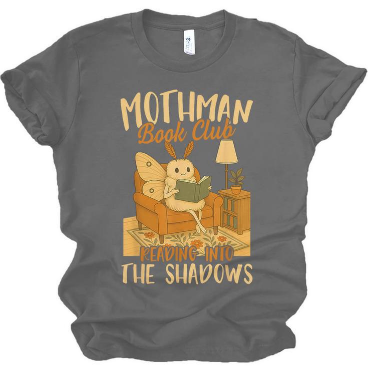 Book Lover Moth Mothman Book Club Reading Into Shadows Unisex Jersey T-Shirt Book Lover Moth Mothman Book Club Reading Into Shadows Unisex Jersey T-Shirt