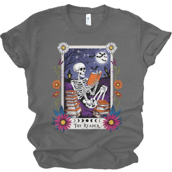 Book Lover Tarot Card The Reader Mystic Skeleton Unisex Jersey T-Shirt Book Lover Tarot Card The Reader Mystic Skeleton Unisex Jersey T-Shirt