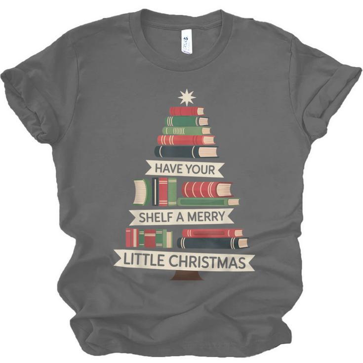 Book Merry Little Christmas Tree Holiday Unisex Jersey T-Shirt Book Merry Little Christmas Tree Holiday Unisex Jersey T-Shirt