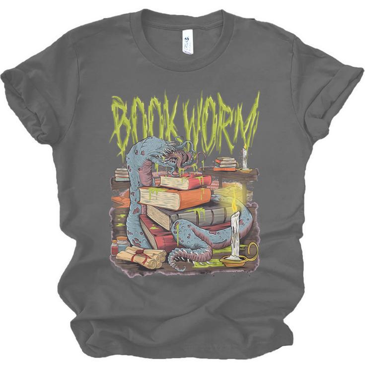 Graphic Book Worm Monster Horror Reading Book Lover Unisex Jersey T-Shirt