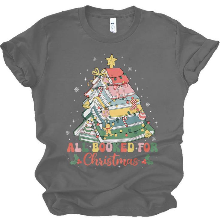 All Booked For Christmas Book Lovers Xmas Tree Lights Unisex Jersey T-Shirt All Booked For Christmas Book Lovers Xmas Tree Lights Unisex Jersey T-Shirt