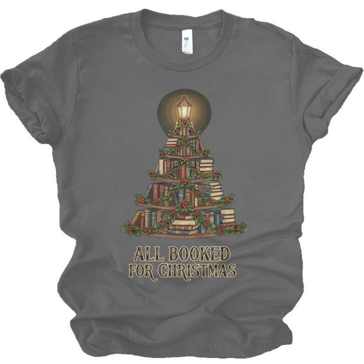 All Booked For Christmas Book Tree Book Lover Teacher Unisex Jersey T-Shirt
