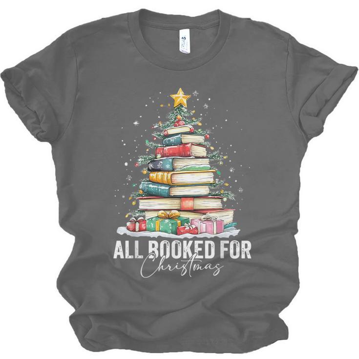 All Booked For Christmas Coquette Books Teacher Xmas Tree Unisex Jersey T-Shirt