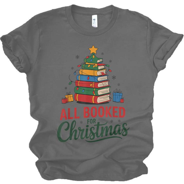 All Booked For Christmas Librarian Reader Xmas Pajama Unisex Jersey T-Shirt