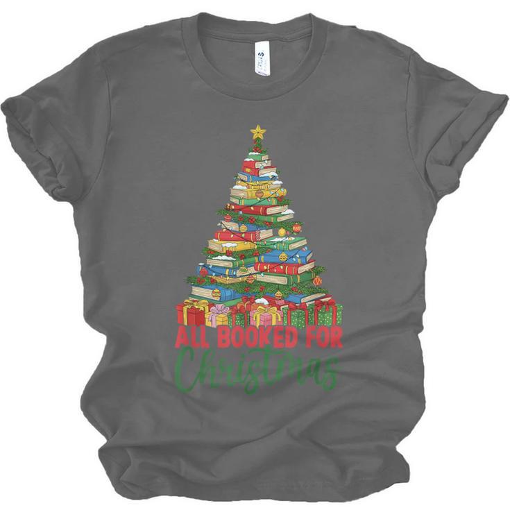 All Booked For Christmas Reading Books Librarian Holiday Unisex Jersey T-Shirt