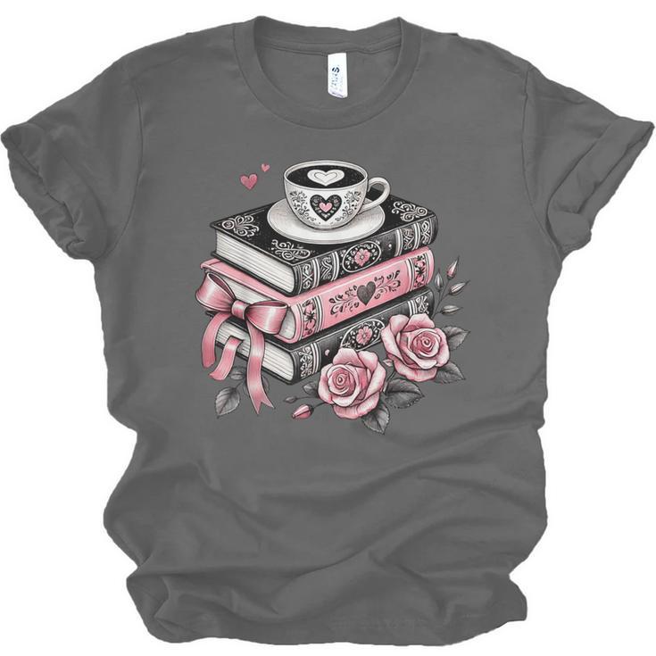 All Booked For Valentine's Coquette Bow Books Teacher Girly Unisex Jersey T-Shirt
