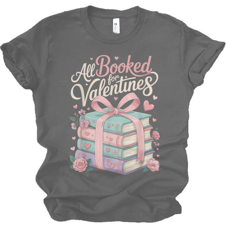 All Booked For Valentines Stacked Books Unisex Jersey T-Shirt All Booked For Valentines Stacked Books Unisex Jersey T-Shirt