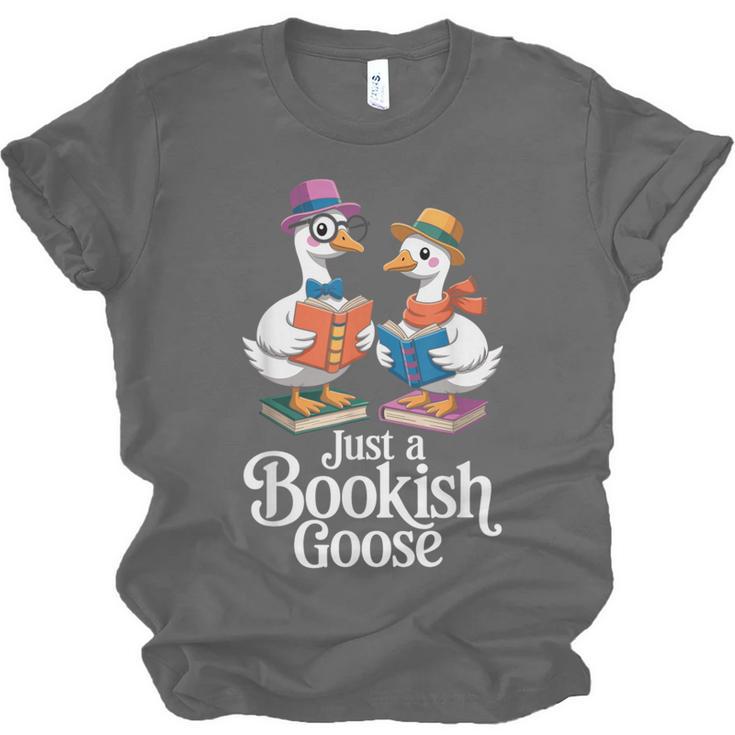 Bookish Goose Cute Geese With Hats Reading Books Unisex Jersey T-Shirt