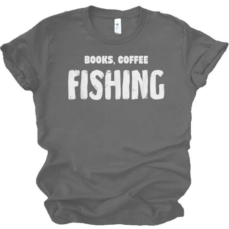 Books Coffee Fishing Unisex Jersey T-Shirt