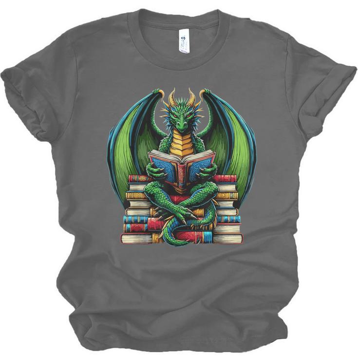 Books Dragon Reading Book Unisex Jersey T-Shirt Books Dragon Reading Book Unisex Jersey T-Shirt