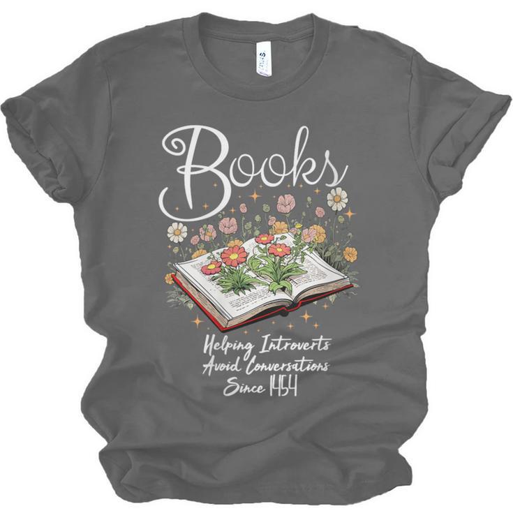 Books That Help Introverts Since 1454 Conversations Unisex Jersey T-Shirt Books That Help Introverts Since 1454 Conversations Unisex Jersey T-Shirt