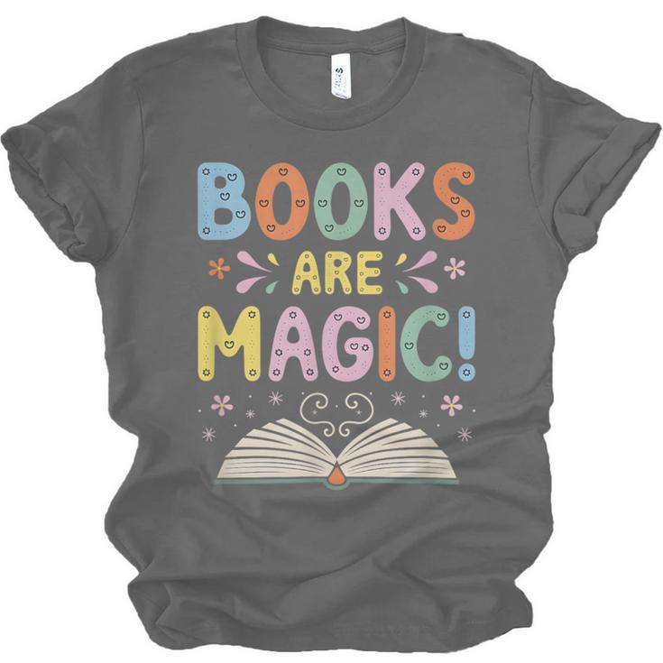 Books Are Magic Whimsical Retro Bookworm Unisex Jersey T-Shirt