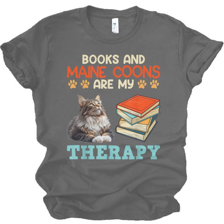 BOOKS AND MAINE COONS ARE MY THERAPY Main Coon Unisex Jersey T-Shirt