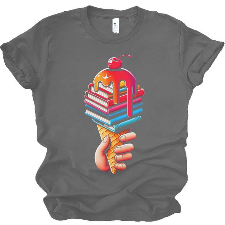 Books Reading Ice Cream Unisex Jersey T-Shirt Books Reading Ice Cream Unisex Jersey T-Shirt