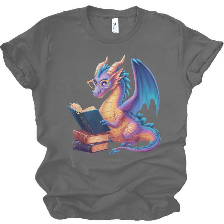 Bookworm Book Lover Women Girls Dragon Reading Unisex Jersey T-Shirt