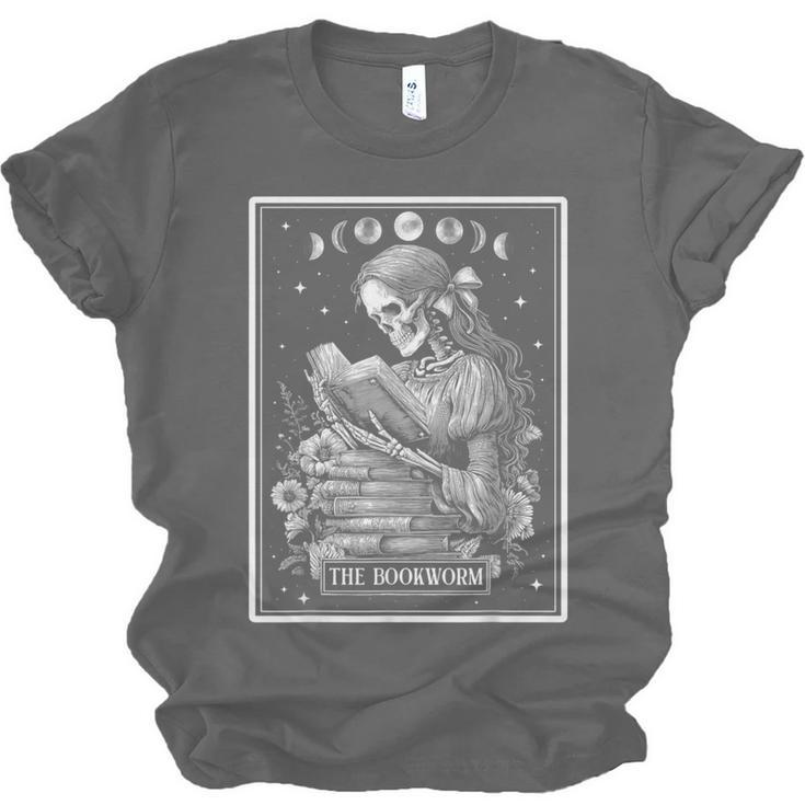 The Bookworm Book Reader Reading Tarot Card Witchy Moon Unisex Jersey T-Shirt