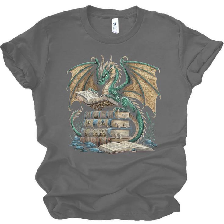 Bookworm Dragons Reading Book Dragons And Books Unisex Jersey T-Shirt