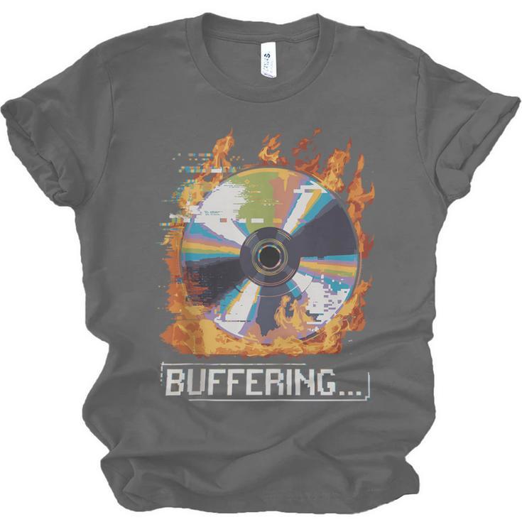 Buffering Glitched CD On Fire 2000s Nostalgia Unisex Jersey T-Shirt