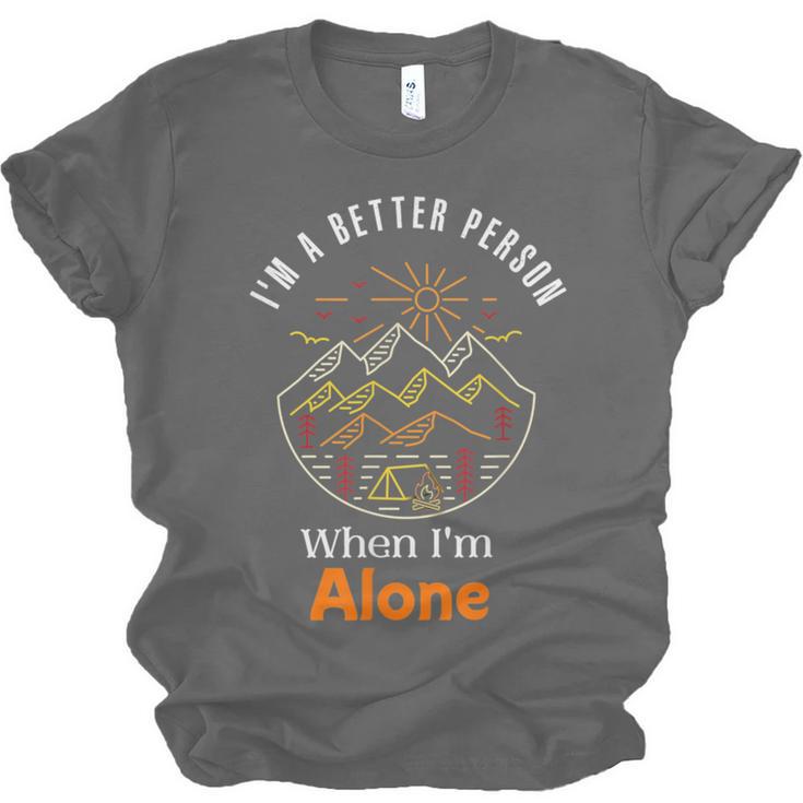 Camping Alone Meme Campfire Introvert Camper Unisex Jersey T-Shirt