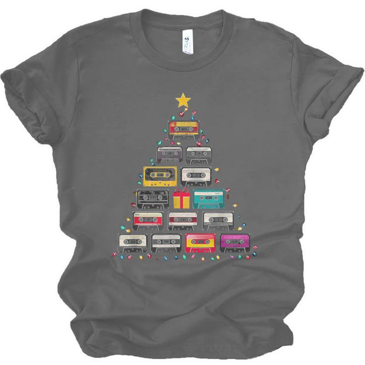 Cassette Tape Christmas Tree Graphic 80s 90s Retro Nostalgia Unisex Jersey T-Shirt